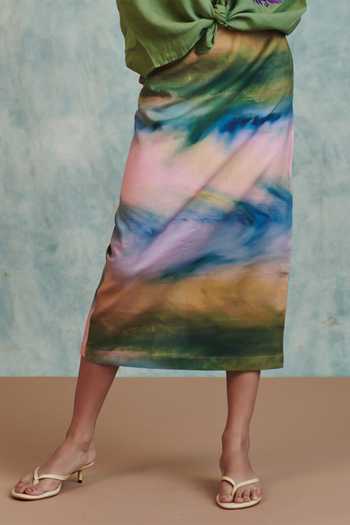 Saphed Multi Color Cotton, Linen Prism Midi Skirt Online at Aza Fashions Saphed_Multi Color Cotton, Linen Prism Midi Skirt _Online_at_Aza_Fashions