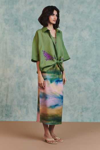 Buy Saphed Multi Color Cotton, Linen Prism Midi Skirt Online at Aza Fashions Buy_Saphed_Multi Color Cotton, Linen Prism Midi Skirt _Online_at_Aza_Fashions
