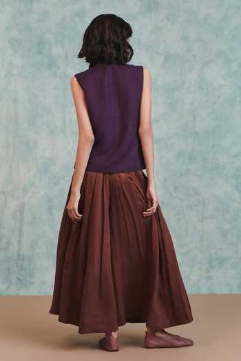 Saphed Plum Linen Double Panel Waistcoat 