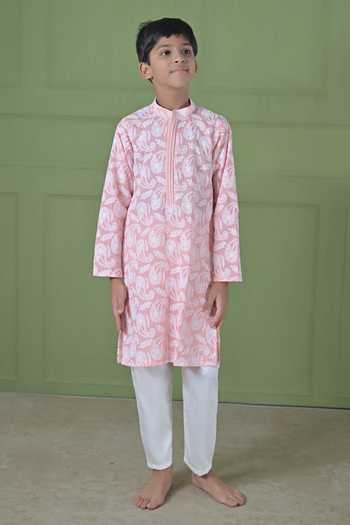 The Plum Bum Cotton Thread Work Kurta Set 