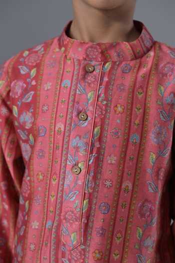 Buy_The Plum Bum_Maroon Chanderi Kurta And Pant Set _Online_at_Aza_Fashions