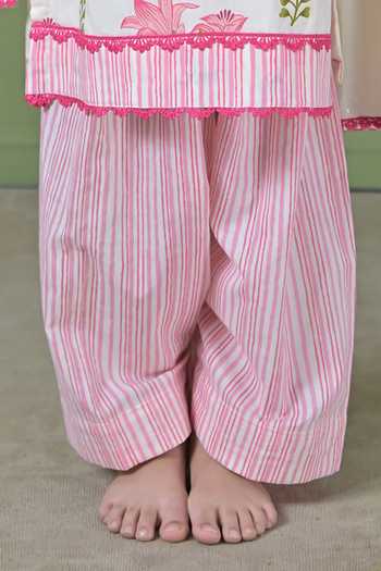 Shop_The Plum Bum_Pink Cotton Lily Kurta Farshi Salwar Set _Online_at_Aza_Fashions