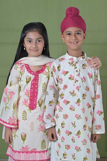 Buy_The Plum Bum_Pink Cotton Lily Kurta Farshi Salwar Set 