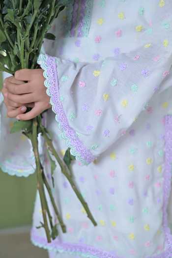 Shop_The Plum Bum_White Cotton, Rayon, Net Embroidered Kurta Farshi Salwar Set _Online_at_Aza_Fashions