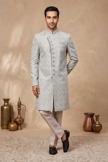 Arihant Rai Sinha Scallop Floral Jaal Sherwani & Aligadhi Pant 