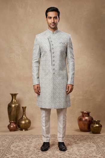 Arihant Rai Sinha Scallop Floral Jaal Sherwani & Aligadhi Pant 