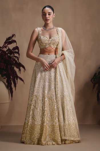 Niamh By Kriti Celestial Champagne Embellished Lehenga Set