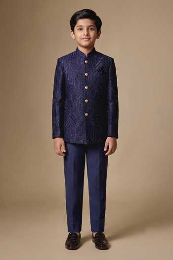 SPRING BREAK Geometric Embroidered Bandhgala