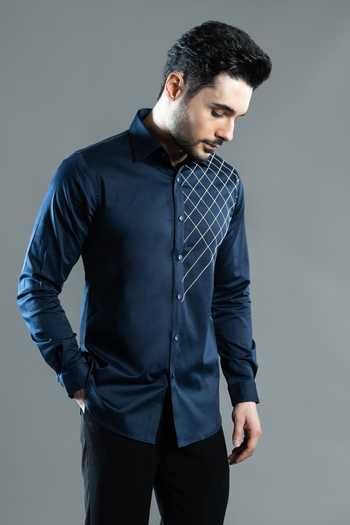 Varoin Marwah Croise Grid Pattern Shirt 