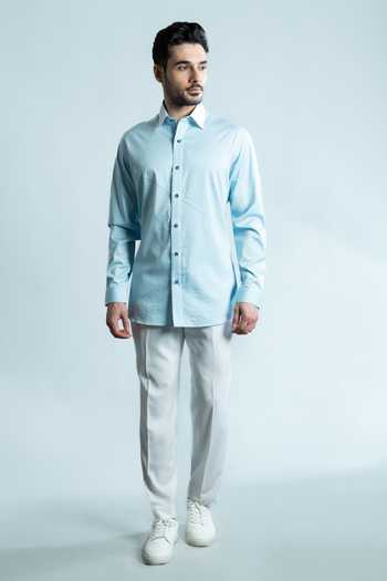 Buy Varoin Marwah Blue Cotton Monol Luxe Shirt Buy_Varoin Marwah_Blue Cotton Monol Luxe Shirt