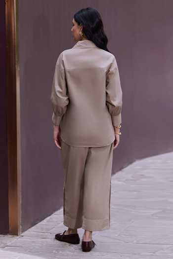 House Of Fett Nectar Bloom Embroidered Shirt & Pant Co-ord Set