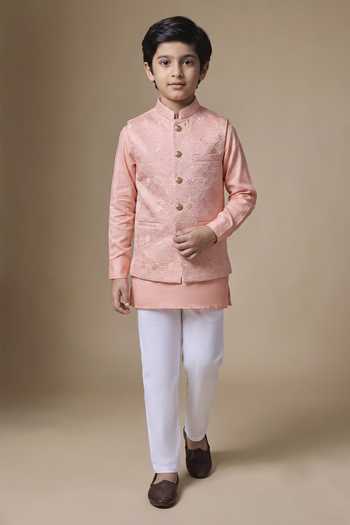 SPRING BREAK Geometric Embroidered Bundi & Kurta Set 