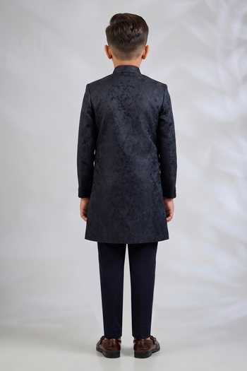 SPRING BREAK Navy Botanical Embroidered Sherwani Set