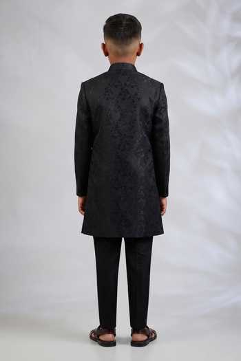 SPRING BREAK Black Botanical Embroidered Sherwani Set