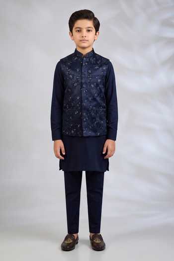 Spring Break Floral Embroidered Bundi & Kurta Set 