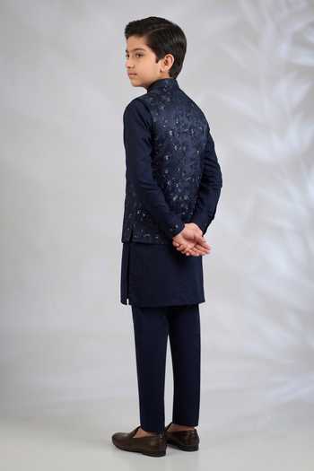 Spring Break Floral Embroidered Bundi & Kurta Set 