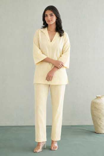 Masoomm Lemon Zest Woven Kurta & Pant Set