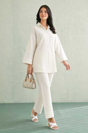 Buy Masoomm Off White Cotton V-neck, Collared Neck, Yes Salt And Sun Kurta & Pant Set Online at Aza Fashions Buy_Masoomm_Off White Cotton V-neck, Collared Neck, Yes Salt And Sun Kurta & Pant Set _Online_at_Aza_Fashions