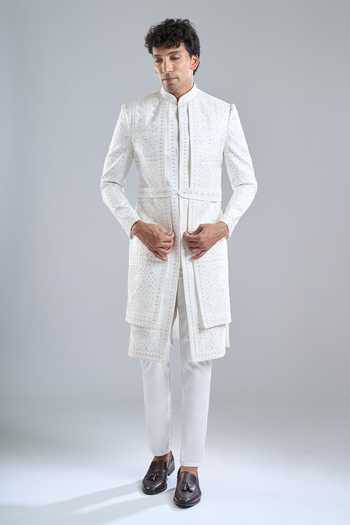 Buy Arihant Rai Sinha Cream Silk Embroidery Floral Sherwani Pant Set Buy_Arihant Rai Sinha_Cream Silk Embroidery Floral Sherwani Pant Set