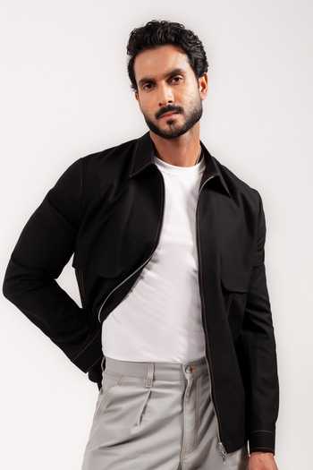 Madhav Agasti Panelled Bomber Jacket With Trouser 