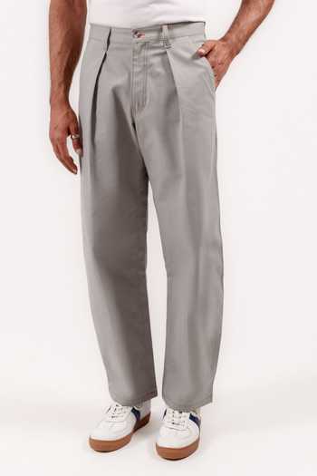 Buy Madhav Agasti Grey Cotton Pleated Barrel Fit Trouser Online at Aza Fashions Buy_Madhav Agasti_Grey Cotton Pleated Barrel Fit Trouser _Online_at_Aza_Fashions