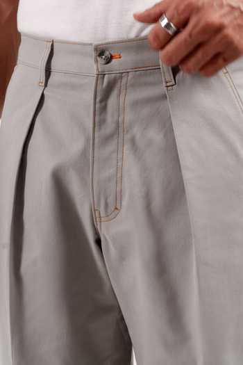 Madhav Agasti Grey Cotton Pleated Barrel Fit Trouser at Aza Fashions Madhav Agasti_Grey Cotton Pleated Barrel Fit Trouser _at_Aza_Fashions