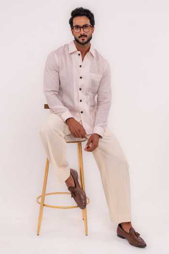 Madhav Agasti Pink Linen Safari Shacket Online at Aza Fashions Madhav Agasti_Pink Linen Safari Shacket _Online_at_Aza_Fashions
