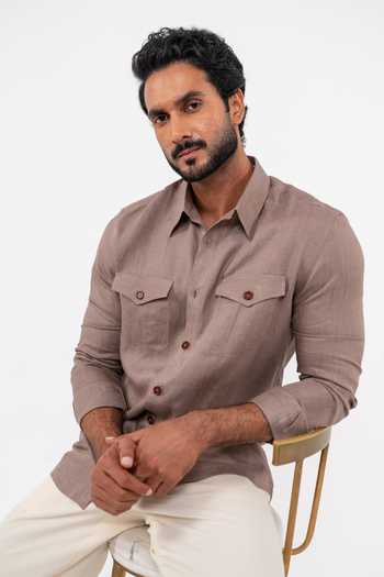 Buy Madhav Agasti Purple Linen Patch Pocket Safari Shirt Online at Aza Fashions Buy_Madhav Agasti_Purple Linen Patch Pocket Safari Shirt _Online_at_Aza_Fashions