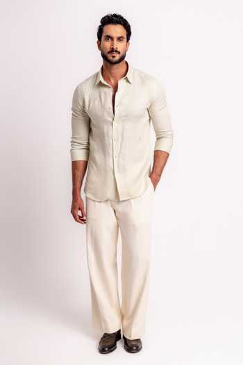 Madhav Agasti Linen Tonal Embroidered Full Sleeve Shirt 