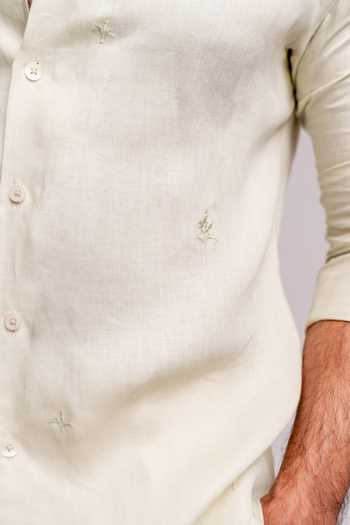 Buy Madhav Agasti White Linen Tonal Embroidered Full Sleeve Shirt Online at Aza Fashions Buy_Madhav Agasti_White Linen Tonal Embroidered Full Sleeve Shirt _Online_at_Aza_Fashions