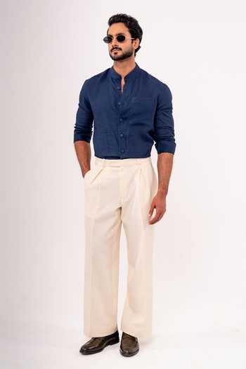 Madhav Agasti Lightweight Denim Pleated Trouser 
