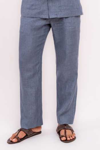 Buy Madhav Agasti Blue Linen Half Sleeve Shirt And Pant Co-ord Set Online at Aza Fashions Buy_Madhav Agasti_Blue Linen Half Sleeve Shirt And Pant Co-ord Set _Online_at_Aza_Fashions