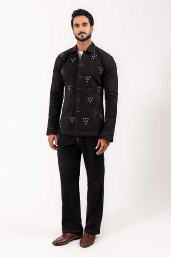 Madhav Agasti Denim Topstitch Shacket & Trouser Set 