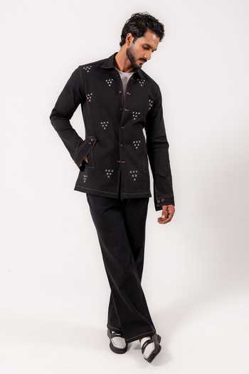 Madhav Agasti Denim Topstitch Shacket & Trouser Set 