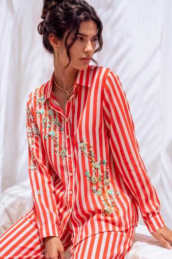 Buy Nautanky White Crepe Collared Neck Ludo Lane Striped Shirt And Pant Set Online at Aza Fashions Buy_Nautanky_White Crepe Collared Neck Ludo Lane Striped Shirt And Pant Set _Online_at_Aza_Fashions