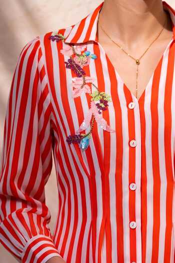 Buy_Nautanky_Multicolor Crepe Collared Neck Rainbow Roll Striped Shirt Dress _Online_at_Aza_Fashions