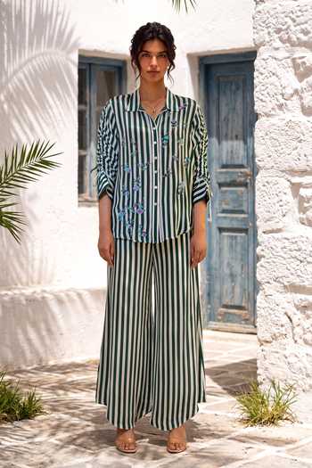 Nautanky Playful Parrot Striped Shirt & Pant Set 