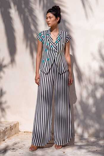 Nautanky Line Break Wrap Top & Pant Co-ord Set 