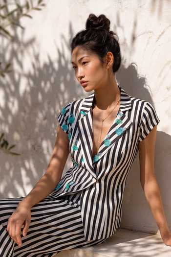 Buy_Nautanky_White Crepe V-neck Line Break Wrap Top And Pant Co-ord Set _Online_at_Aza_Fashions