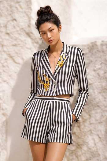 Nautanky Free Move Crop Blazer & Shorts Set 