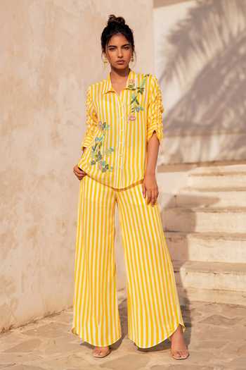 Nautanky Game Theory Striped Shirt & Pant Set 