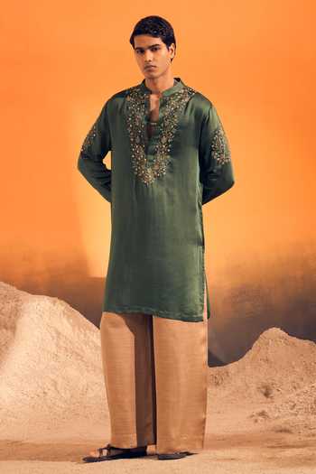 Buy Philocaly Green , , Indus Embroidered Kurta Online at Aza Fashions Buy_Philocaly_Green , , Indus Embroidered Kurta _Online_at_Aza_Fashions
