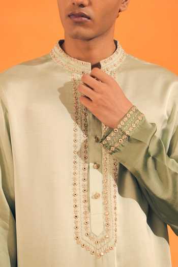 Buy Philocaly Green , Satin Reet Ombre Kurta With Stole Online at Aza Fashions Buy_Philocaly_Green , Satin Reet Ombre Kurta With Stole _Online_at_Aza_Fashions