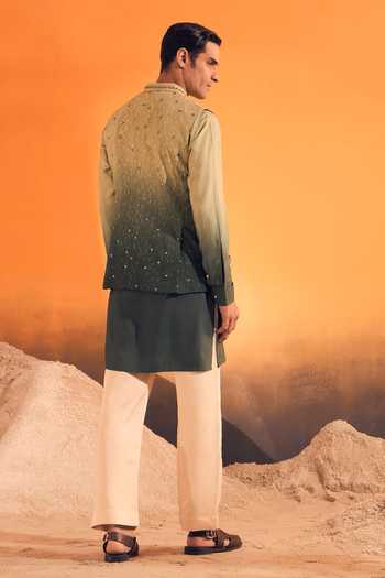 Philocaly Aek Embroidered Ombre Bundi With Kurta