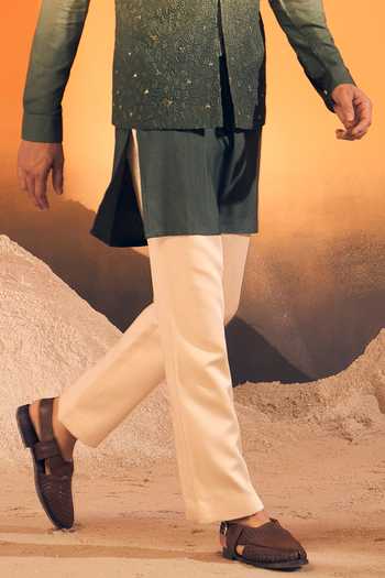 Philocaly Green Silk, Cotton Embroidery, Mirrors Aek Ombre Bundi With Kurta Online at Aza Fashions Philocaly_Green Silk, Cotton Embroidery, Mirrors Aek Ombre Bundi With Kurta _Online_at_Aza_Fashions