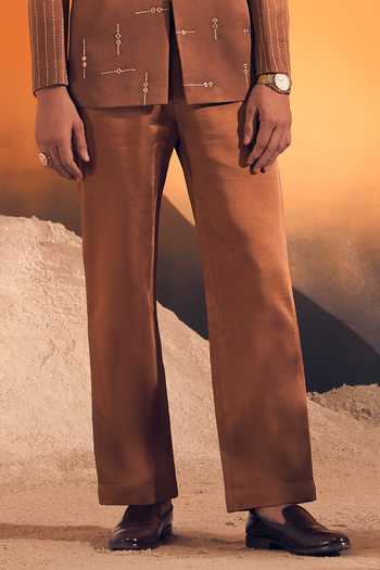Philocaly Brown Silk Satin Zari, Mirrors Ehan Ombre Embroidered Bandhgala Online at Aza Fashions Philocaly_Brown Silk Satin Zari, Mirrors Ehan Ombre Embroidered Bandhgala _Online_at_Aza_Fashions