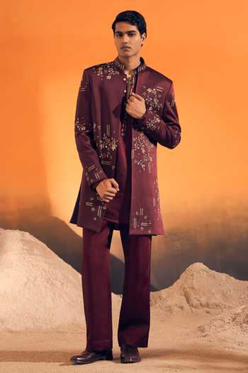 Philocaly Zivan Embroidered Jacket & Kurta Set