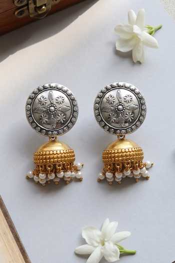 Sangeeta Boochra Ethnic Dual Tone Jhumka Earrings