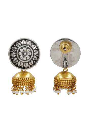 Sangeeta Boochra Pearl Drop Jhumka Earrings 