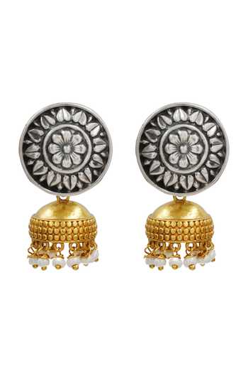 Sangeeta Boochra Multicolor Pearl Drop Jhumka Earrings Online at Aza Fashions Sangeeta Boochra_Multicolor Pearl Drop Jhumka Earrings _Online_at_Aza_Fashions